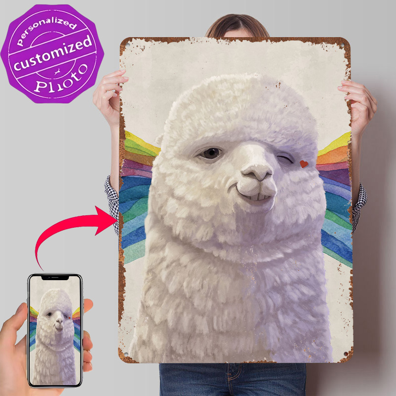 Retro Gaming Meme - Winking Alpaca Meme Tinplate Poster Customized