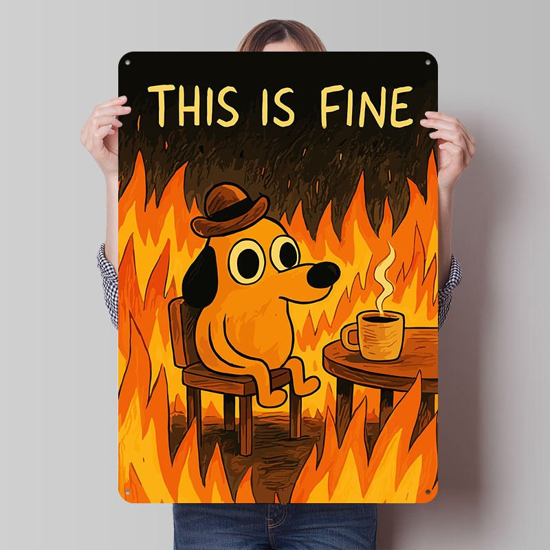 This Is Fine Dog Meme Metal Po - đánh giá và giá Retro Gaming Meme