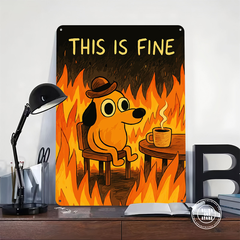 This Is Fine Dog Meme Metal Po - đánh giá và giá Retro Gaming Meme